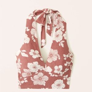 Linen-Blend Halter Top